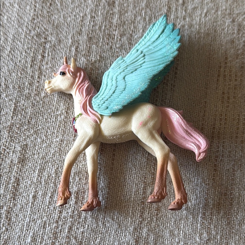 Winged Horse Figurine with Pink and Blue Accents